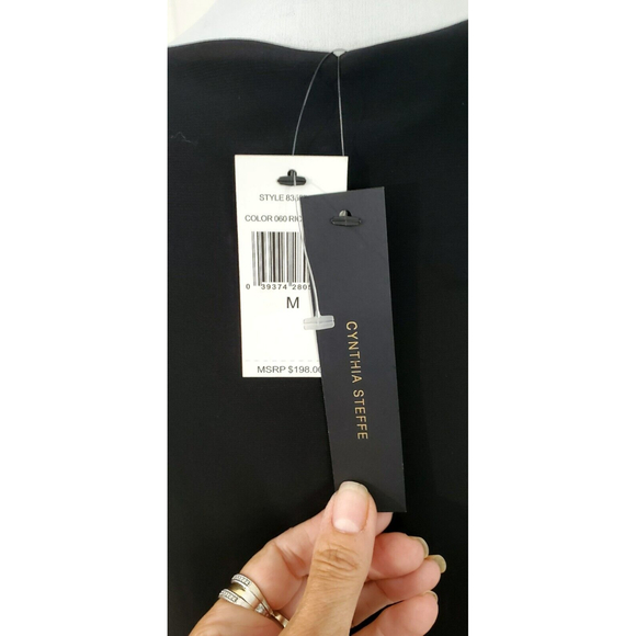 NWT Cynthia Steffe Women's Black Midi Dress Cocktail Fit & Flare MSRP $198 Sz M - Picture 5 of 9